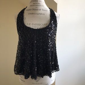Black racerback sequined swing tank. Size S